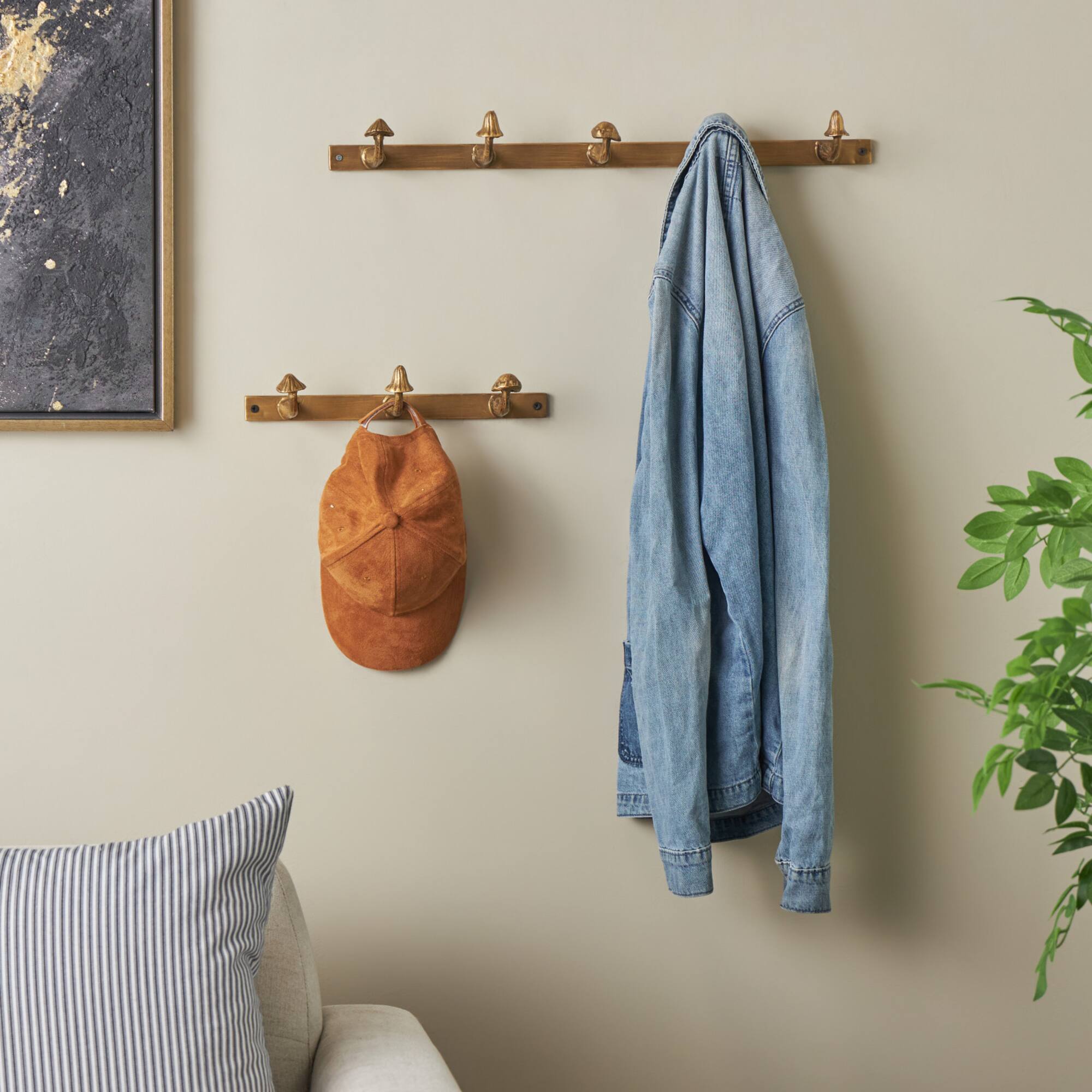 Gold Metal Mushroom 8 Hanger Wall Hook Set, 2ct.